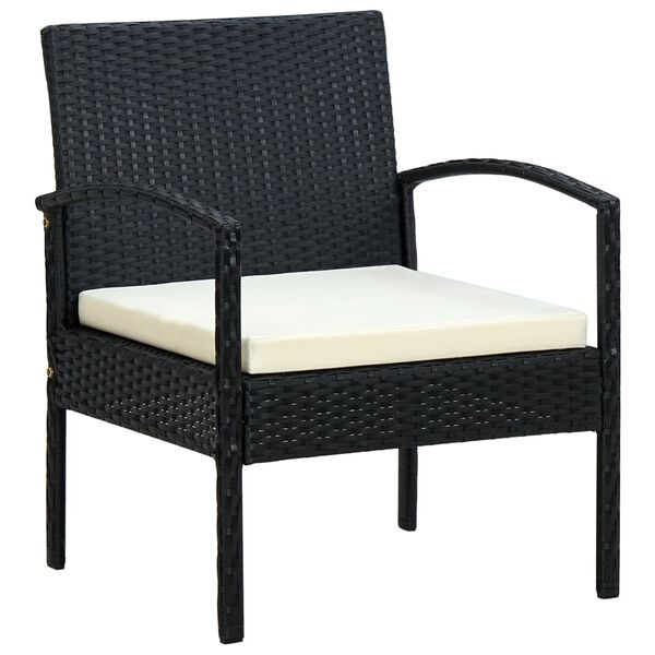 vidaXL Chaise de jardin avec coussin R&eacute;sine tress&eacute;e Noir