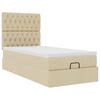 vidaXL Lit ottoman avec matelas et LED cr&egrave;me 90x200 cm tissu