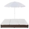 vidaXL Chaise longue d'extérieur avec parasol Résine tressée Marron