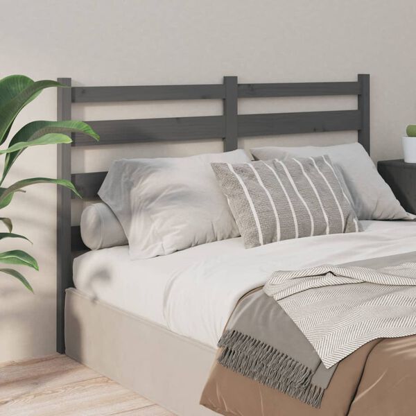 vidaXL T&ecirc;te de lit Gris 206x4x100 cm Bois massif de pin