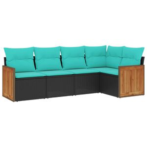 vidaXL Salon de jardin 5 pcs avec coussins noir r&eacute;sine tress&eacute;e