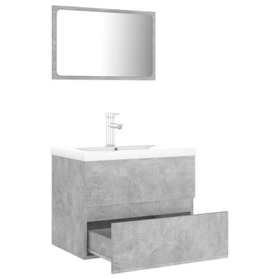 vidaXL Ensemble de meubles de salle de bain Gris béton Aggloméré