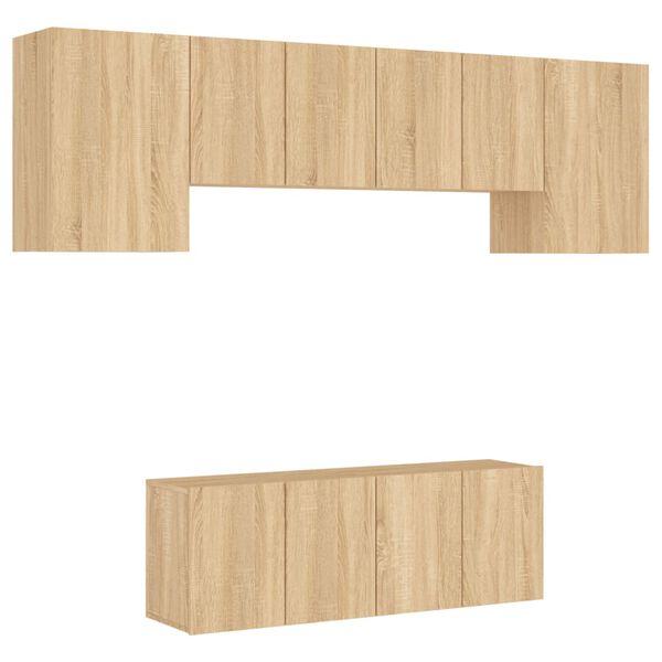 vidaXL Unit&eacute;s murales TV 6 pcs ch&ecirc;ne sonoma bois d'ing&eacute;nierie