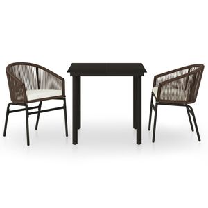 vidaXL Ensemble &agrave; manger de jardin 3 pcs Marron