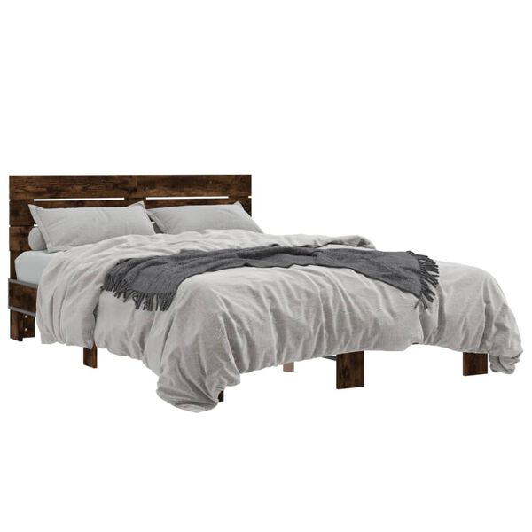 vidaXL Cadre de lit sans matelas ch&ecirc;ne fum&eacute; 140x200 cm