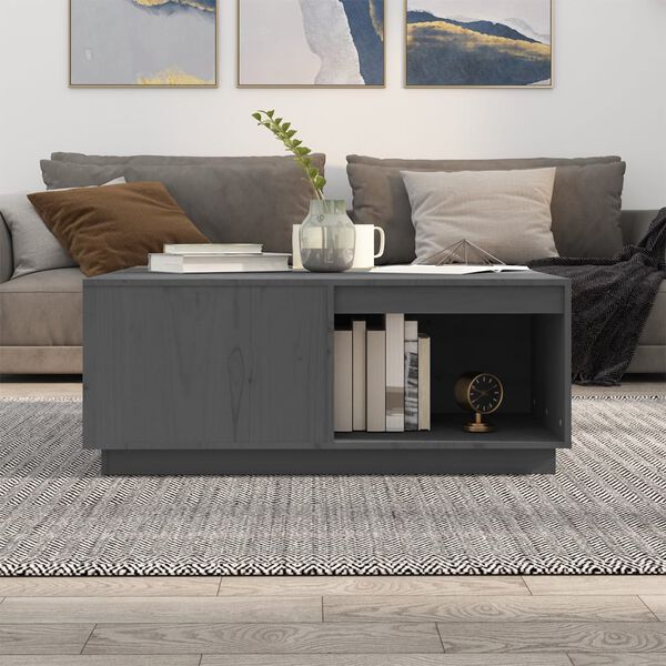 vidaXL Table basse Gris 100x101x40,5 cm Bois massif de pin
