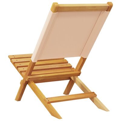 vidaXL Chaises de jardin lot de 2 beige bois d'acacia massif et tissu