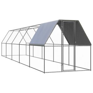 vidaXL Poulailler d'ext&eacute;rieur 2x10x2 m Acier galvanis&eacute;
