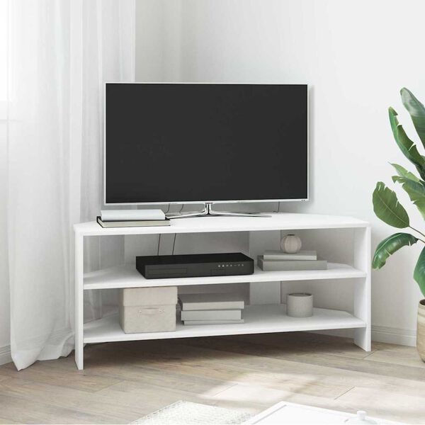 vidaXL MeubleTVd'Angle Blanc 102x40,5x45cm Bois d'ing&eacute;nierie
