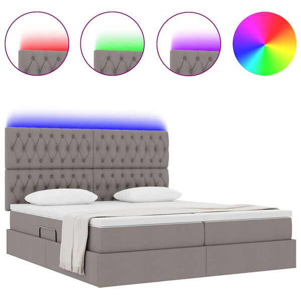 vidaXL Lit avec des lumi&egrave;res &agrave; LED Taupe 180 x 200 cm tissu