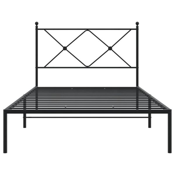 vidaXL Cadre de lit m&eacute;tal sans matelas avec t&ecirc;te de lit noir 107x203cm