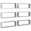 vidaXL &Eacute;tag&egrave;res cube murales 6 pcs gris b&eacute;ton bois d'ing&eacute;nierie