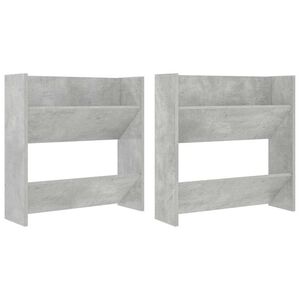 vidaXL Armoires &agrave; chaussures murales 2 pcs Gris b&eacute;ton 60x18x60 cm