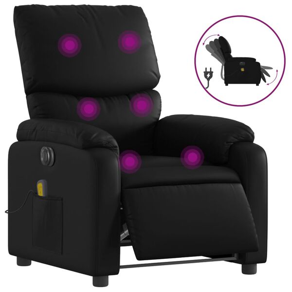 vidaXL Fauteuil de massage inclinable &eacute;lectrique noir similicuir