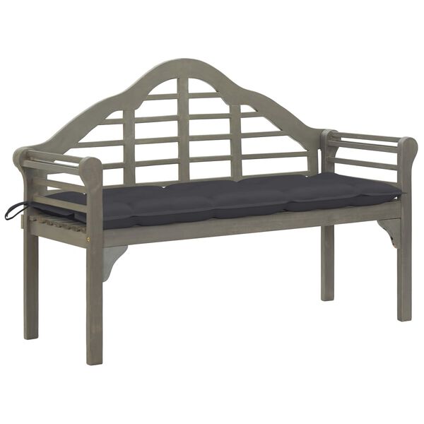 vidaXL Banc de jardin avec coussin 135 cm Bois d'acacia massif Gris