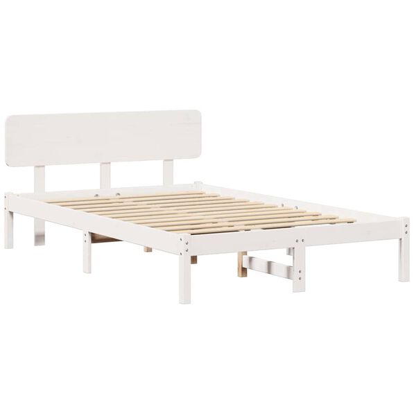 vidaXL Cadre de lit avec t&ecirc;te de lit Blanc 120 x 190 cm Pin massif