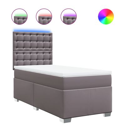 vidaXL Sommier à lattes de lit avec matelas Gris 90x200 cm Similicuir