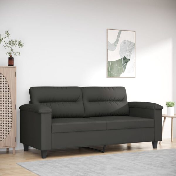 vidaXL Canap&eacute; &agrave; 2 places Gris fonc&eacute; 140 cm Tissu microfibre