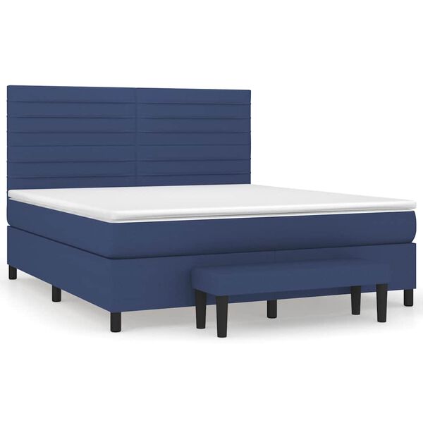 vidaXL Sommier &agrave; lattes de lit avec matelas Bleu 180x200 cm Tissu