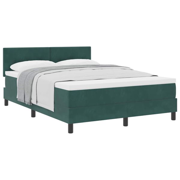vidaXL Lit &agrave; ressorts avec matelas Vert fonc&eacute; 160 x 200 cm Velours