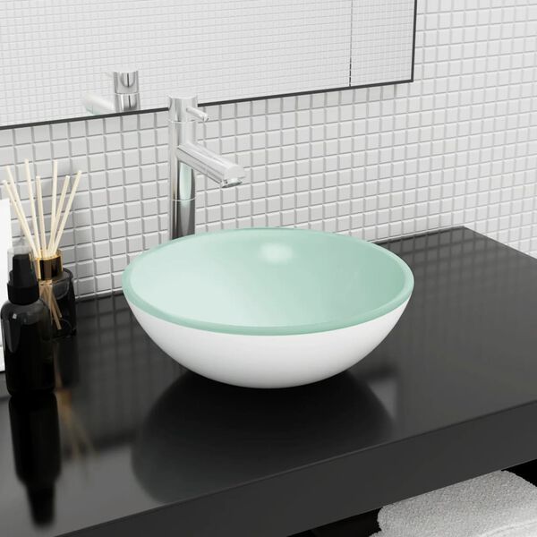 vidaXL Lavabo Verre tremp&eacute; 35x12 cm Blanc