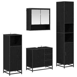 vidaXL Ensemble de mobilier de salle de bain 4 pc Ch&ecirc;ne noir