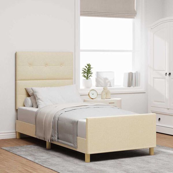 vidaXL Cadre de lit avec t&ecirc;te de lit Cr&egrave;me 80 x 200 cm tissu