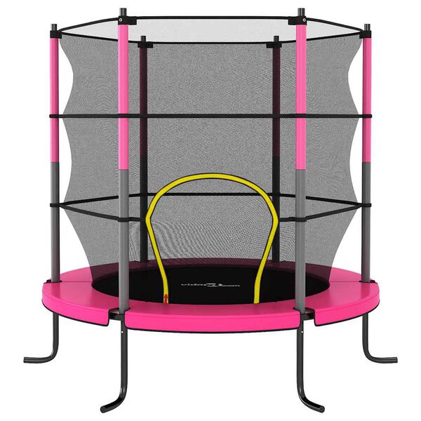 vidaXL Trampoline avec filet de sécurité Rond 140x160 cm Rose