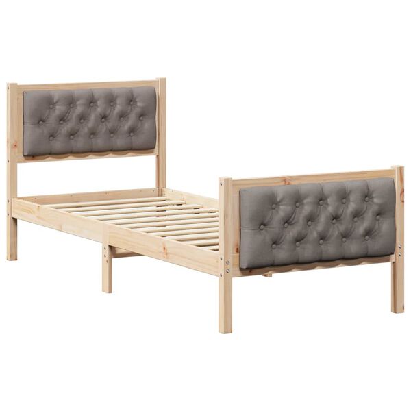 vidaXL Cadre de lit avec t&ecirc;te de lit Taupe 80 x 200 cm Pin massif