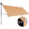 vidaXL Auvent manuel r&eacute;tractable avec LED 400 cm Jaune et bleu