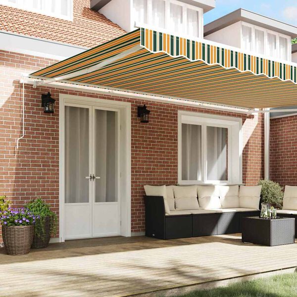 vidaXL Auvent Rétractable Vert et jaune 500 × 300 cm Polyester, Métal