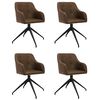 vidaXL Chaises pivotantes &agrave; manger lot de 4 marron tissu