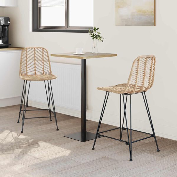vidaXL Chaise de bar 2 pcs Naturel 44,5 x 54,5 x 97,5 cm