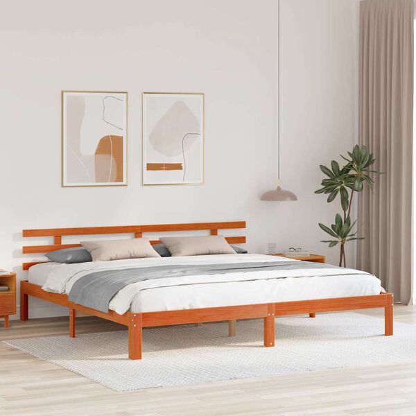 vidaXL Cadre de lit avec t&ecirc;te de lit Brun cire 203.5 x 205.5 x 69.5 cm