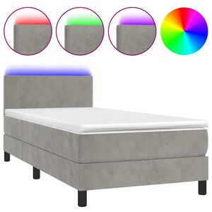 vidaXL Sommier &agrave; lattes de lit avec matelas et LED Gris clair 80x200cm