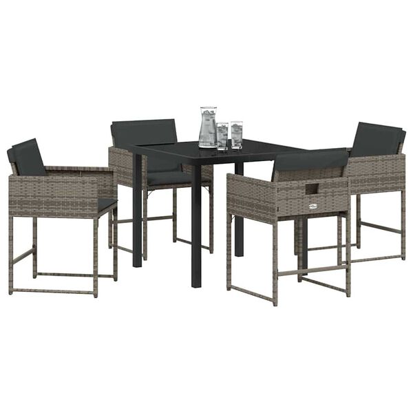 vidaXL Ensemble de salle &agrave; manger pour jardin 5 pcs Gris polyrotin