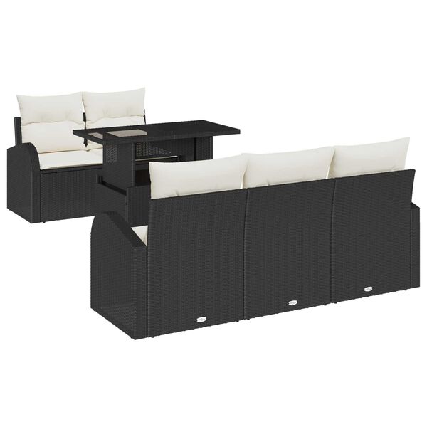 vidaXL Ensemble de canap&eacute; de jardin 6 pcs Noir Poly Rattan