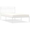 vidaXL Cadre de lit m&eacute;tal sans matelas et t&ecirc;te de lit blanc 107x203 cm