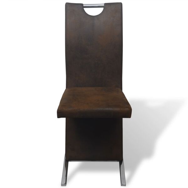 vidaXL Chaises &agrave; manger lot de 2 marron tissu
