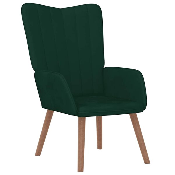 vidaXL Chaise de relaxation Vert fonc&eacute; Velours