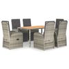 vidaXL Ensemble &agrave; manger de jardin et coussins 7 pcs gris rotin