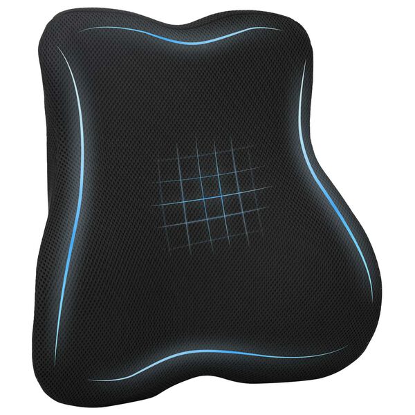 vidaXL Coussin dorsal Noir Mousse &agrave; m&eacute;moire de forme 40 x 40 x 11 cm