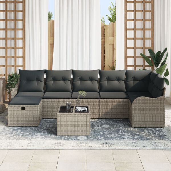 vidaXL Ensemble de Canap&eacute;s avec coussin avec stockage Gris polyrotin