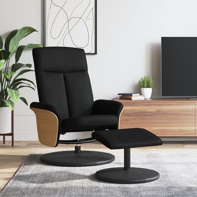 vidaXL Fauteuil inclinable avec repose-pied noir tissu