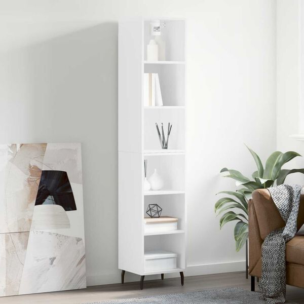 vidaXL Buffet haut Blanc brillant 34,5x32,5x180 cm Bois d'ing&eacute;nierie