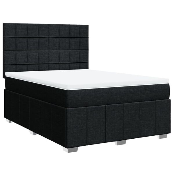 vidaXL Sommier &agrave; lattes de lit avec matelas Noir 140x200 cm Tissu