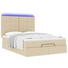 VidaXL Cadre de lit ottoman avec matelas cr&egrave;me 140x200 cm tissu