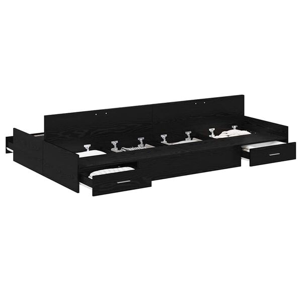 vidaXL Cadre de lit avec rangement avec tiroir Chêne noir 120 x 190 cm