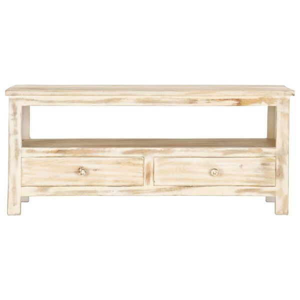 vidaXL Table basse Blanc 90x50x40 cm Bois de manguier massif
