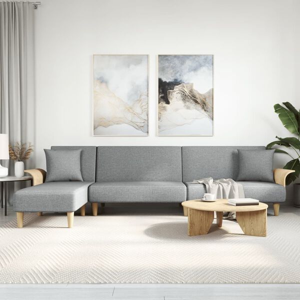 vidaXL Canap&eacute;-lit en forme de L gris clair 279x140x70 cm tissu